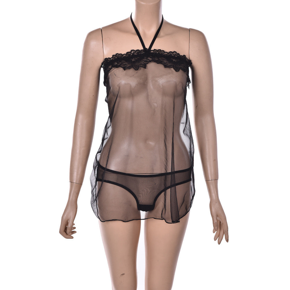 SexyWomen's Lace Lingerie Dress Underwear Transparent Babydoll Sleepwear+G-string J4U66