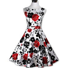 Sexy Women\'s Vintage 50s 60s Floral Rockabilly Tutu Pinup Sleeveless Bodycon Evening Party Clubwear Formal Dress J4U66