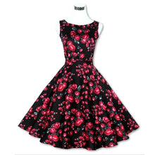 Sexy Women\'s Vintage 50s 60s Floral Rockabilly Tutu Pinup Sleeveless Bodycon Evening Party Clubwear Formal Dress J4U66