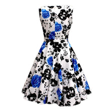 Sexy Women\'s Vintage 50s 60s Floral Rockabilly Tutu Pinup Sleeveless Bodycon Evening Party Clubwear Formal Dress J4U66
