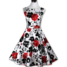 Sexy Women\'s Vintage 50s 60s Floral Rockabilly Tutu Pinup Sleeveless Bodycon Evening Party Clubwear Formal Dress J4U66