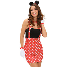 sexy womens funny 4pcs set halloween costume dot print sleeveless mini bodycon dress gloves choker hairpin bunny cosplay clothes J4U66