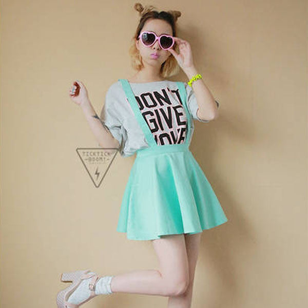 Sexy Womens Suspender Skirt Belt Waist Skater Flared Pleated Mini Skirt M Whole J4U66