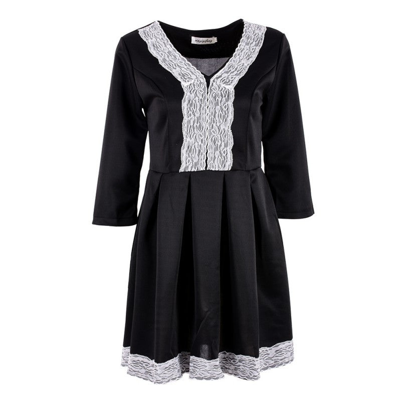 Sexy Womens V-neck Evening Party Dress Lady Lace Formal Dresses J4U66