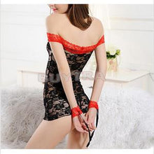 Sexy lingerieWomen Sexy Lingerie Night Sleepwear Off Shoulder Dress G String Handcuff erotic lingerie sexy costumes J4U66