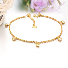 shining 18k gold plated anklets loving heart pendants ankle bracelet foot chain jewelry for women girl style gift J4U66