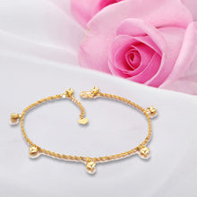 shining 18k gold plated anklets loving heart pendants ankle bracelet foot chain jewelry for women girl style gift J4U66