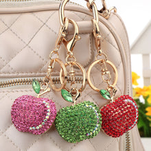 shining crystal rhinestone cute fruit key ring zinc alloy car key chain purse bag charm accessory gift J4U66