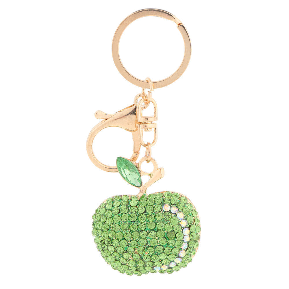 shining crystal rhinestone cute fruit key ring zinc alloy car key chain purse bag charm accessory gift J4U66
