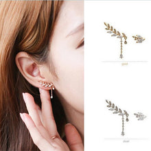 Silver Gold Plated Stars Element Crystal Pearl Earrings Ear Hook For Women Girl Jewelry  J4U66