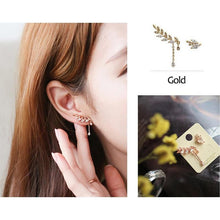 Silver Gold Plated Stars Element Crystal Pearl Earrings Ear Hook For Women Girl Jewelry  J4U66
