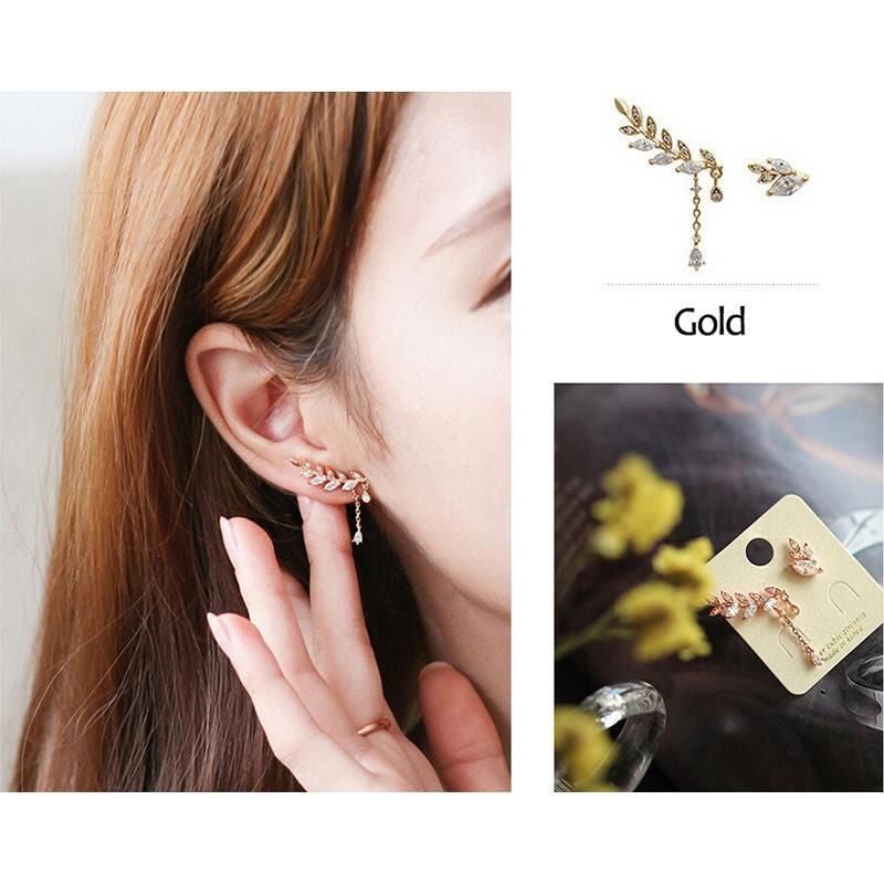 Silver Gold Plated Stars Element Crystal Pearl Earrings Ear Hook For Women Girl Jewelry  J4U66
