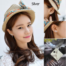 Silver Gold Plated Stars Element Crystal Pearl Earrings Ear Hook For Women Girl Jewelry  J4U66