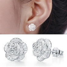 Silver Plated Alloy Earrings  Gift Women Romantic Flower Pattern Ear Stud Fine Jewelry J4U66