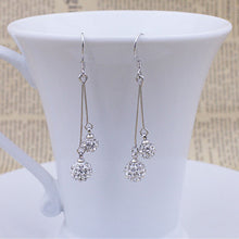 Silver Plated Ball Earrings Wild Super Flash Retro Crystal Jewelry For Women Long Section Of Models Cute Earrings J4U66