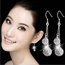 Silver Plated Ball Earrings Wild Super Flash Retro Crystal Jewelry For Women Long Section Of Models Cute Earrings J4U66