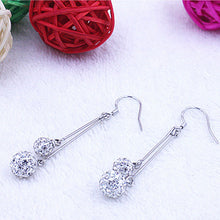 Silver Plated Ball Earrings Wild Super Flash Retro Crystal Jewelry For Women Long Section Of Models Cute Earrings J4U66
