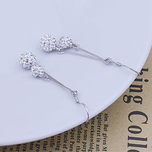 Silver Plated Ball Earrings Wild Super Flash Retro Crystal Jewelry For Women Long Section Of Models Cute Earrings J4U66