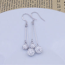 Silver Plated Ball Earrings Wild Super Flash Retro Crystal Jewelry For Women Long Section Of Models Cute Earrings J4U66