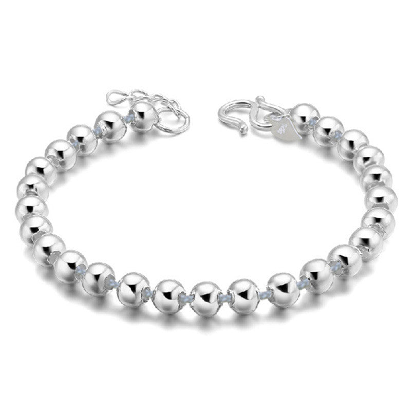 Silver Plated Chain Bracelet Bead Silver Bracelet For Women love Pendant Bracelets Vintage J4U66