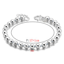 Silver Plated Chain Bracelet Bead Silver Bracelet For Women love Pendant Bracelets Vintage J4U66
