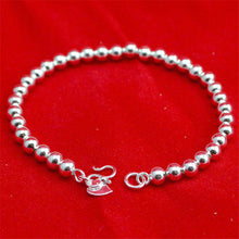 Silver Plated Chain Bracelet Bead Silver Bracelet For Women love Pendant Bracelets Vintage J4U66