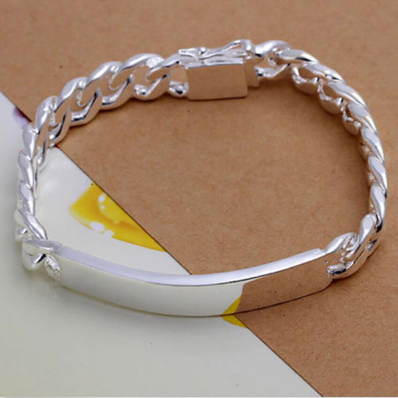 Silver Plated Gift Jewelry Bracelet 10cm Trendy Men Male Bangle Bracelet J4U66