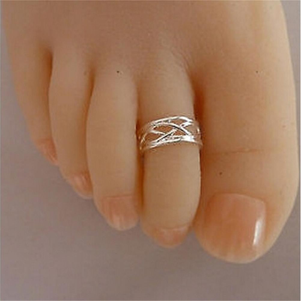 Silver Plated Zinc Alloy Adjustable Size Finger Rings Toe Ring For Women J4U66
