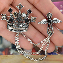 Silver Rhinestone Brooch Crown Crystal brooches for women men brooches jewelry lapel pin brooch love Accessories J4U66