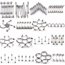 Silver Tongue Eyebrow Lip Belly Navel Ring Stainless Steel Piercing Body Jewelry 85Pcs 8 Styles J4U66