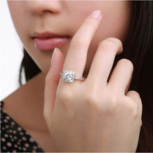 Silver Wedding Ring Plated Elegant Round Square Jewelry Women Engagement Ring J4U66