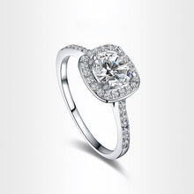 Silver Wedding Ring Plated Elegant Round Square Jewelry Women Engagement Ring J4U66