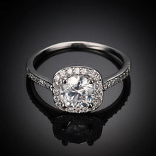 Silver Wedding Ring Plated Elegant Round Square Jewelry Women Engagement Ring J4U66