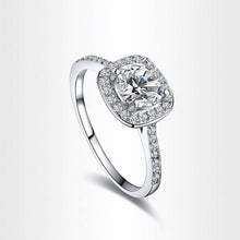 Silver Wedding Ring Plated Elegant Round Square Jewelry Women Engagement Ring J4U66