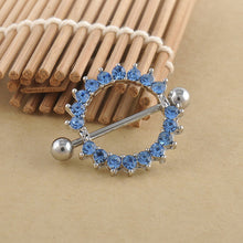 Silver-plated/Green/Pink CZ Gem Paved Circle Nipple Shield Piercing Rings Body Piercing Nipple Piercing Body Jewelry J4U66
