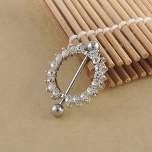 Silver-plated/Green/Pink CZ Gem Paved Circle Nipple Shield Piercing Rings Body Piercing Nipple Piercing Body Jewelry J4U66