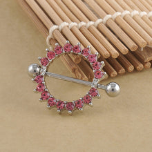 Silver-plated/Green/Pink CZ Gem Paved Circle Nipple Shield Piercing Rings Body Piercing Nipple Piercing Body Jewelry J4U66