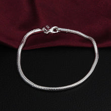 Simple Flat Snake Bone Chain Bracelet Solid Bangle Bracelet Men Women Silver Plated Jewelry 2 Size J4U66