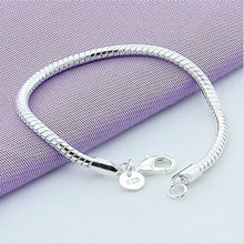 Simple Flat Snake Bone Chain Bracelet Solid Bangle Bracelet Men Women Silver Plated Jewelry 2 Size J4U66