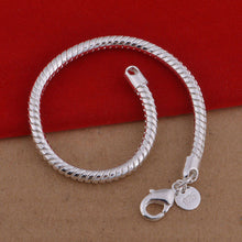 Simple Flat Snake Bone Chain Bracelet Solid Bangle Bracelet Men Women Silver Plated Jewelry 2 Size J4U66