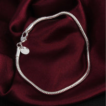 Simple Flat Snake Bone Chain Bracelet Solid Bangle Bracelet Men Women Silver Plated Jewelry 2 Size J4U66