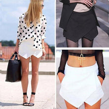 Size S M L XL Brief Asymmetrical SkirtsWomen Sexy Chiffon Georgette Solid Mini Pockets Skirts Women Black White J4U66