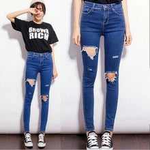 Skinny Pencil Pants Girls Denim Ripped Boyfriend Jeans With Holes For Women Girls High Waist Plus Size Jeans J4U66