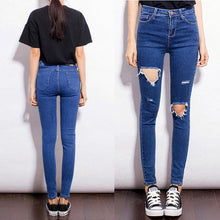 Skinny Pencil Pants Girls Denim Ripped Boyfriend Jeans With Holes For Women Girls High Waist Plus Size Jeans J4U66