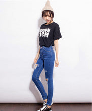 Skinny Pencil Pants Girls Denim Ripped Boyfriend Jeans With Holes For Women Girls High Waist Plus Size Jeans J4U66