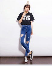 Skinny Pencil Pants Girls Denim Ripped Boyfriend Jeans With Holes For Women Girls High Waist Plus Size Jeans J4U66