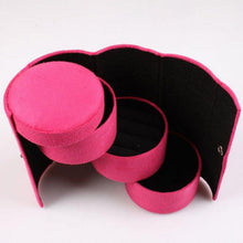 Small Jewelry Necklace Ear Rings Box Case Organizer Velvet 3 Layer Travel Jewellery Roll Case J4U66