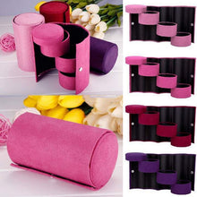 Small Jewelry Necklace Ear Rings Box Case Organizer Velvet 3 Layer Travel Jewellery Roll Case J4U66