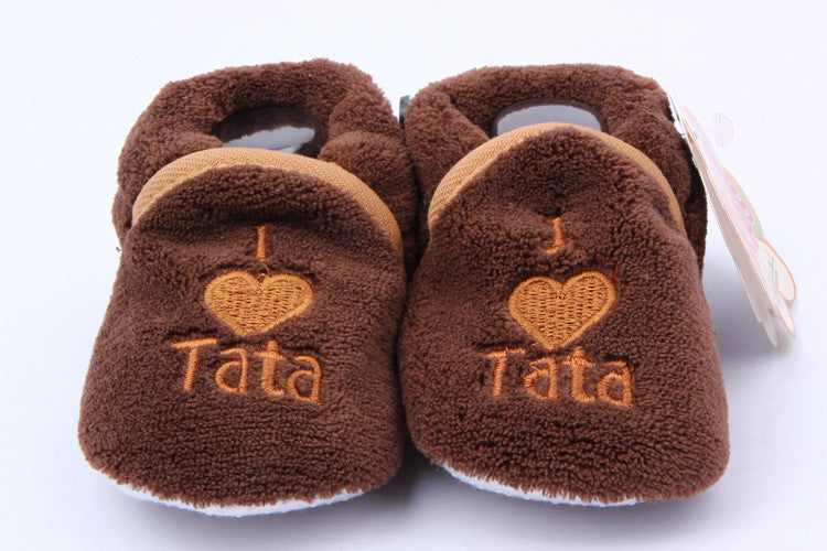 Soft Cozy Baby Toddler Shoes Kids Boy Girls Heart & Letter Pattern Warm Crib First Walkers Skid-proof Shoes 0-1Y  J4U66