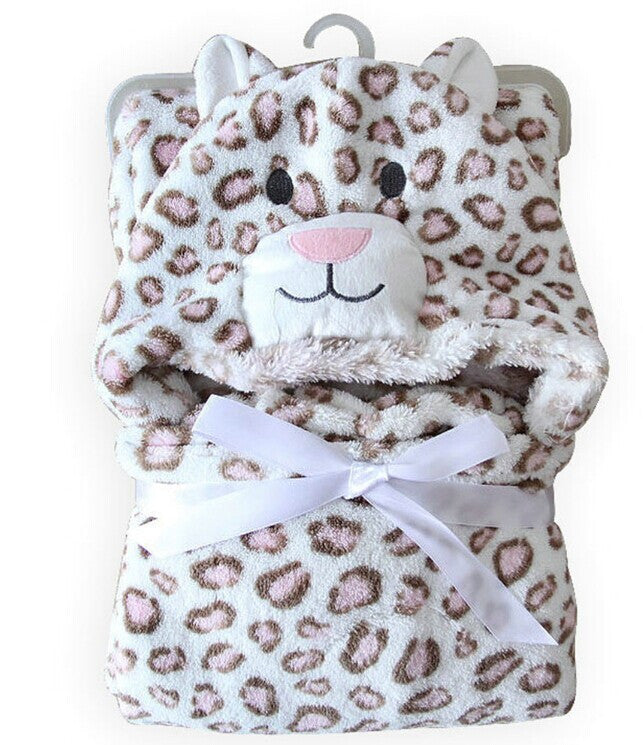 Soft Fleece Baby Coral Bag Blanket Towel Animal Shape Hooded Bathrobe Towel  J4U66